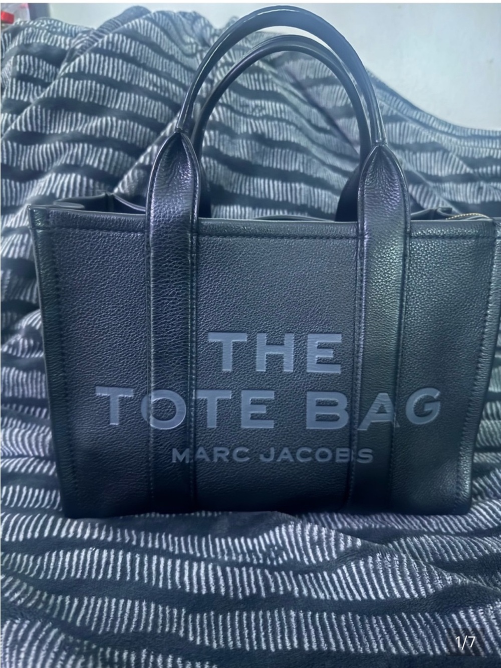 Marc Jacobs Black Pebbled Leather Satchel Tote